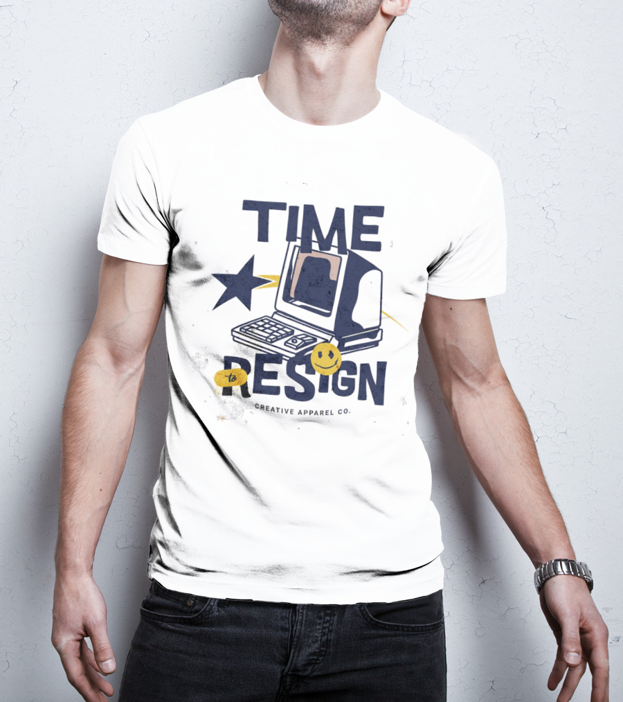 Time To Resign Vintage Computer Smiley Creative Apparel Co T-Shirt