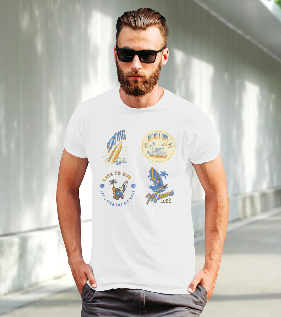 Surfing Beach Boy Miami 1968 Late To Surf Club T-Shirt