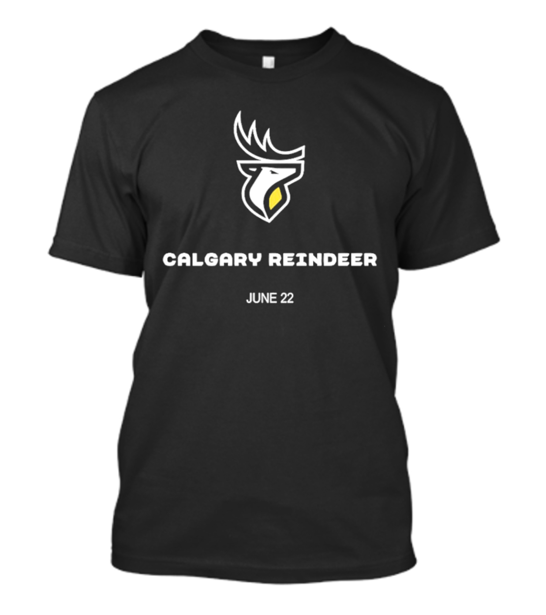Calgary Reindeer June 22 Logo White Antlered Emblem T-Shirt