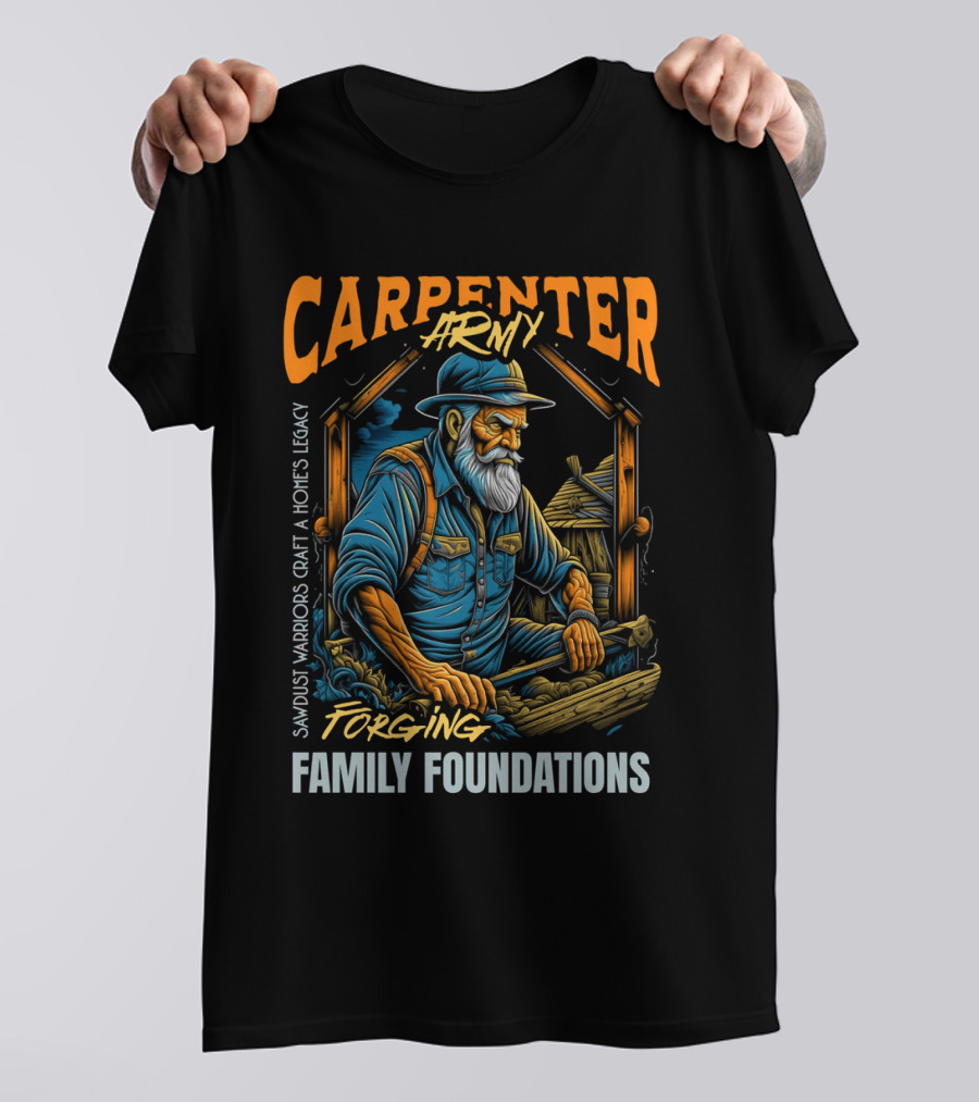 Carpenter Army Forging Family Foundations Sawdust Warriors Craft Homes Legacy T-Shirt