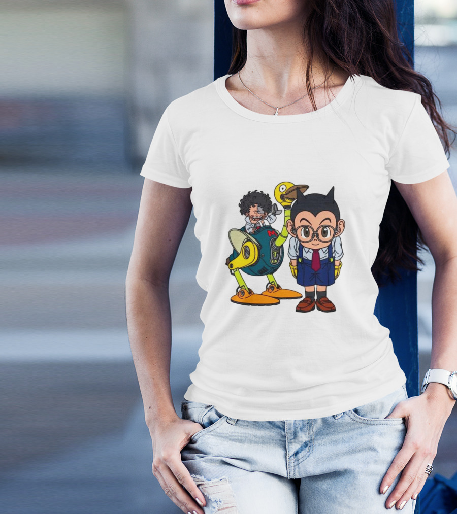 Dr. Slump Obotchaman And Character With Robot In Glasses T-Shirt