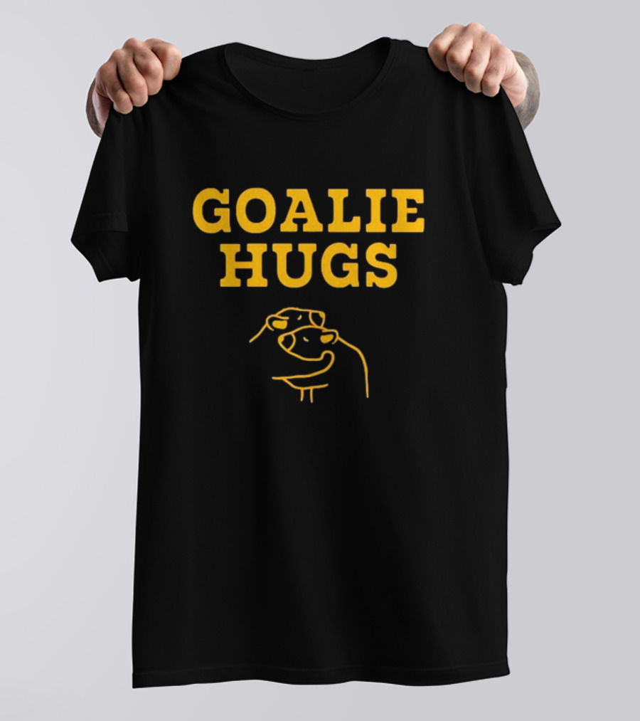 GOALIE HUGS Hockey Embrace Drawing T-Shirt