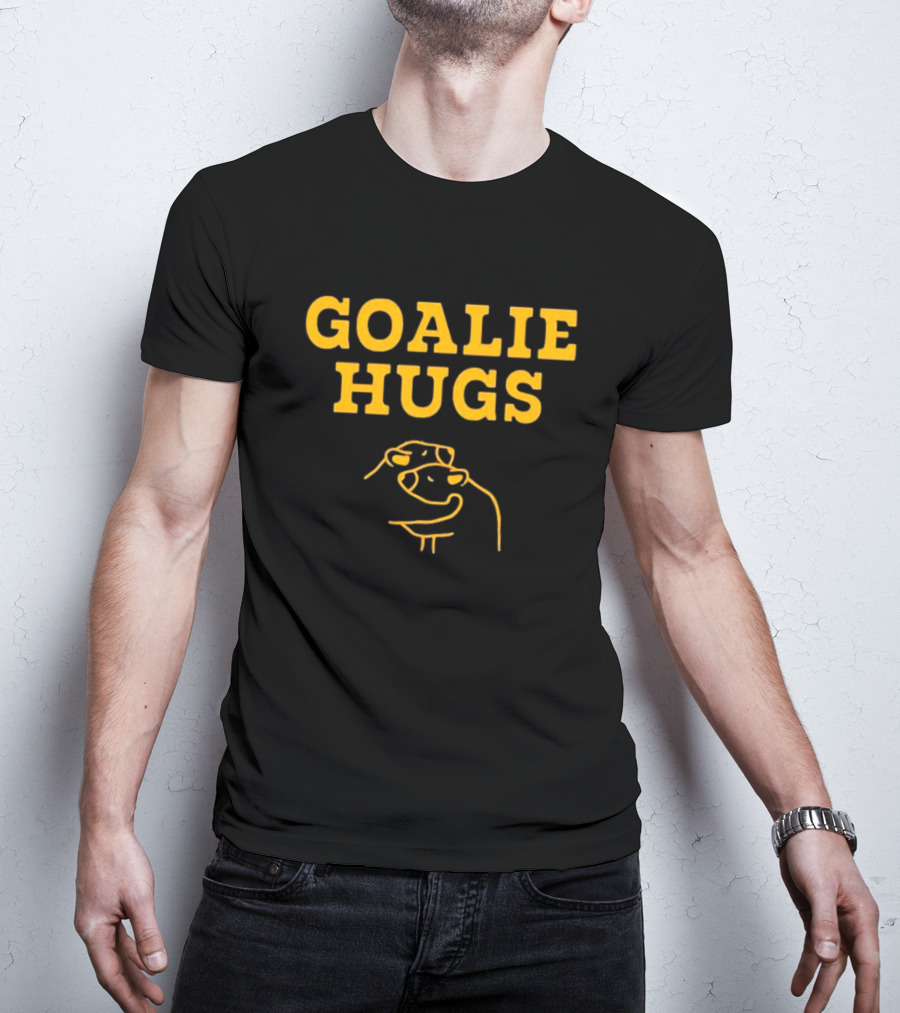 GOALIE HUGS Hockey Embrace Drawing T-Shirt