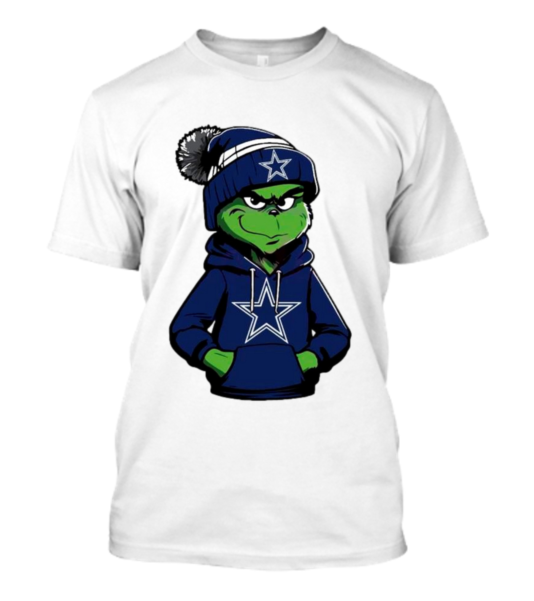 Grinch In Dallas Cowboys Hoodie And Beanie With Star T-Shirt