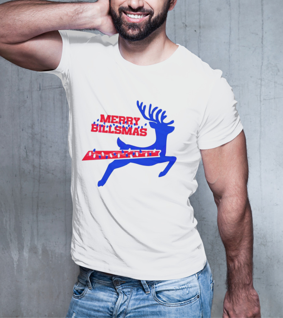 Merry Billsmas Reindeer Xmas Lights Buffalo T-Shirt