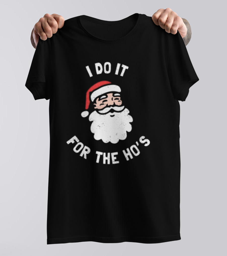 Merry Christmas Santa Claus I Do It For The Ho’s Santa Hat T-Shirt