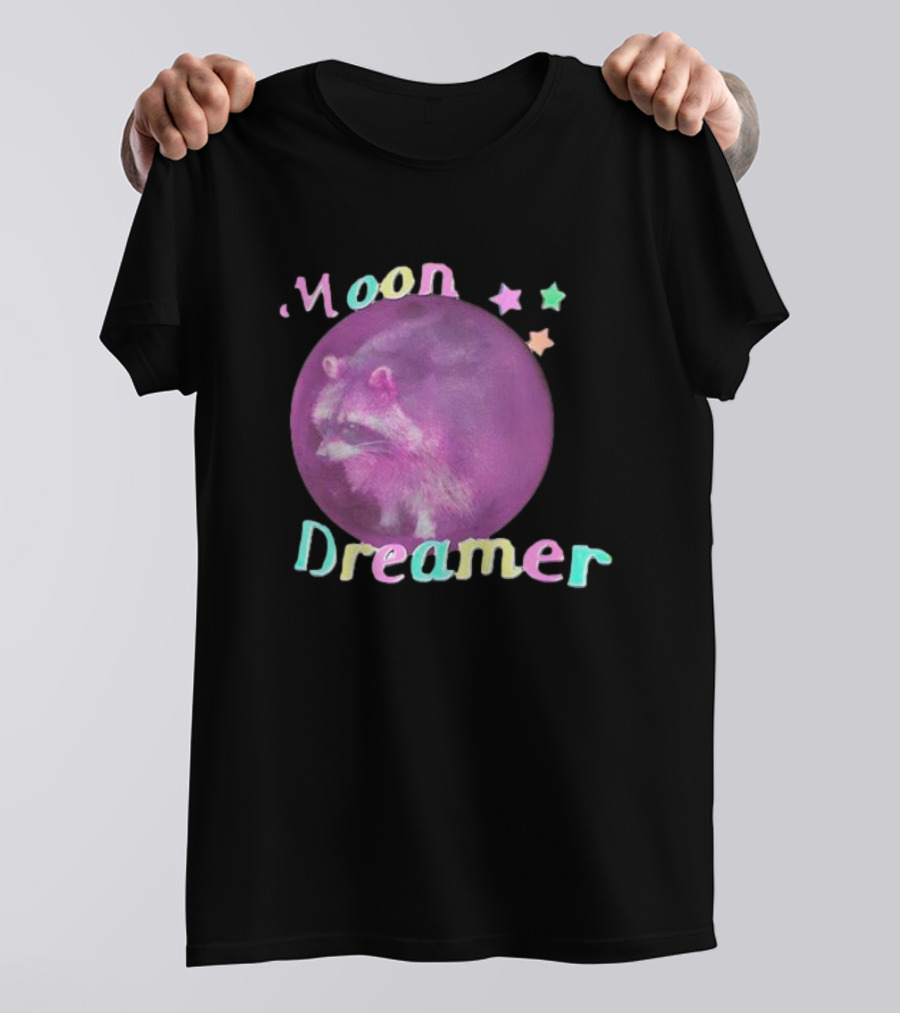 Moon Dreamer Raccoon Pastel Stars T-Shirt