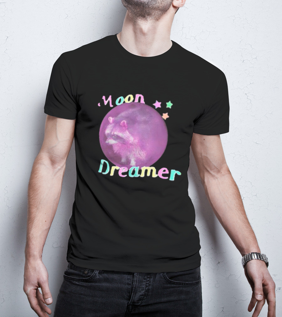 Moon Dreamer Raccoon Pastel Stars T-Shirt