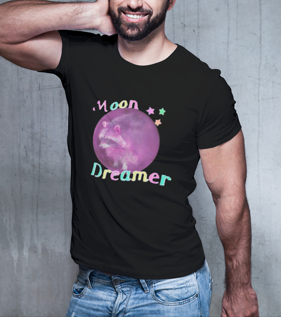 Moon Dreamer Raccoon Pastel Stars T-Shirt