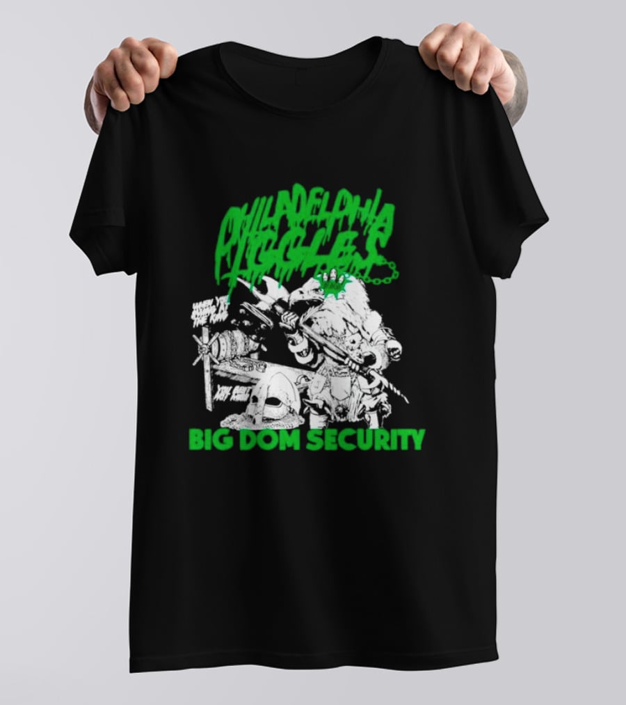 Philadelphia Iggles Big Dom Security Comic-Style Green T-Shirt