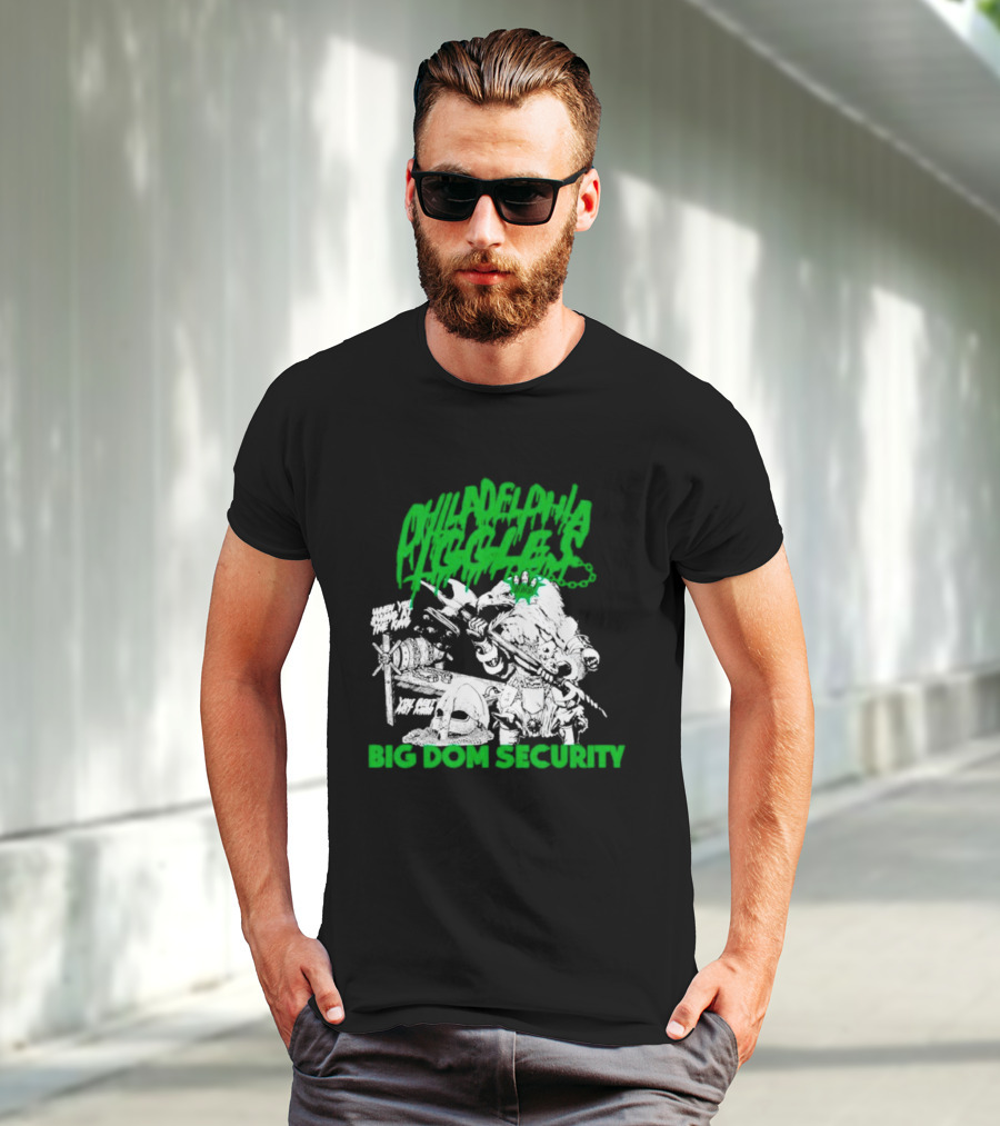 Philadelphia Iggles Big Dom Security Comic-Style Green T-Shirt