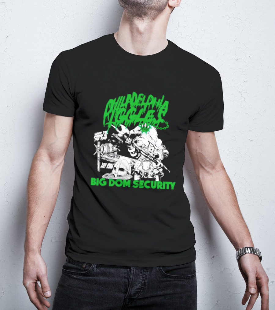 Philadelphia Iggles Big Dom Security Comic-Style Green T-Shirt