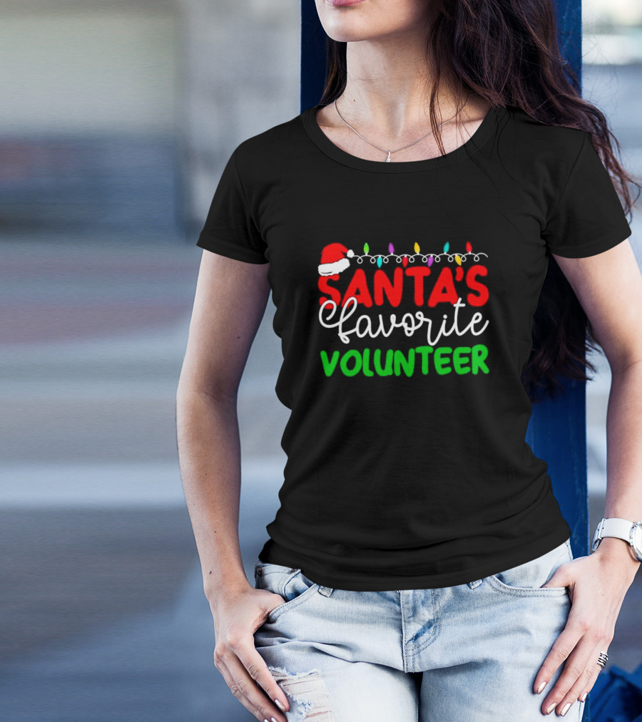 Santa's Favorite Volunteer Christmas Lights Hat T-Shirt