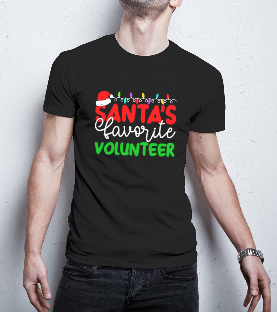 Santa's Favorite Volunteer Christmas Lights Hat T-Shirt