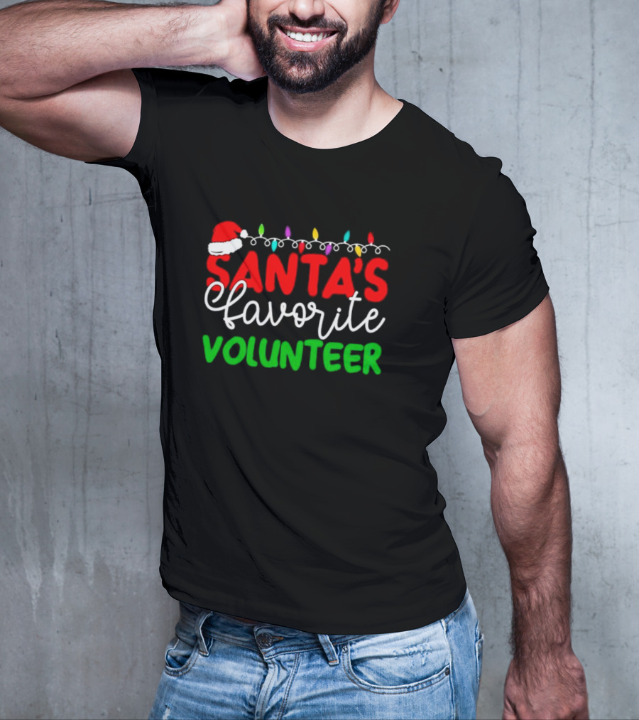 Santa's Favorite Volunteer Christmas Lights Hat T-Shirt