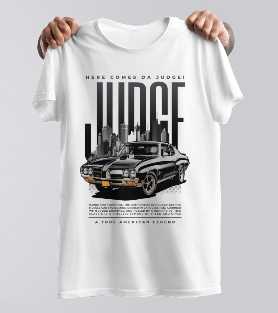 Pontiac Judge Muscle Car Iconic Roaring Classic City Skyline T-Shirt