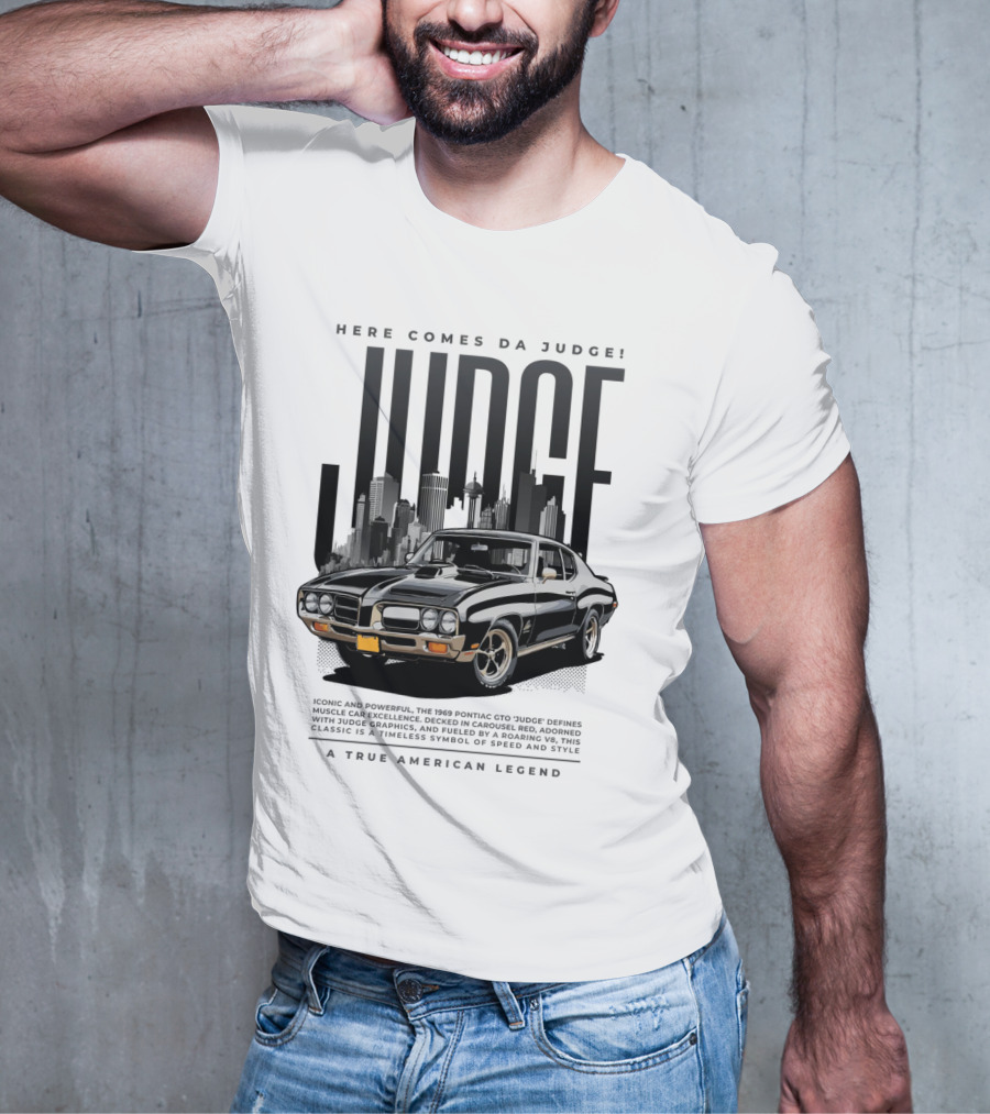 Pontiac Judge Muscle Car Iconic Roaring Classic City Skyline T-Shirt