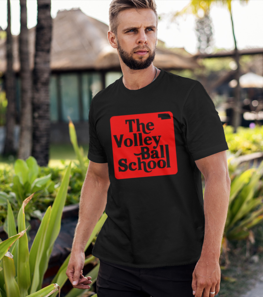 The Volleyball School Nebraska Red Square Text T-Shirt