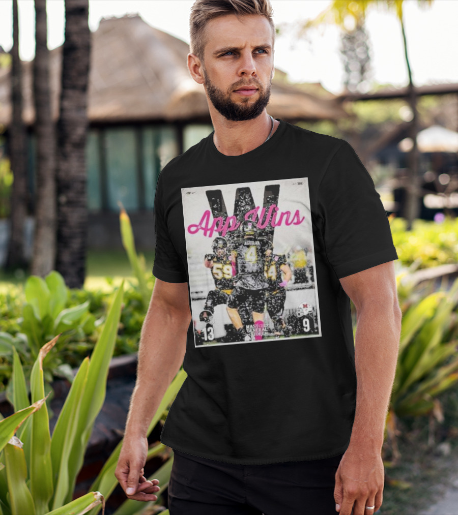 Appalachian State Mountaineers Football App Wins 13 9 Victory Celebration Football Players In Action T-Shirt