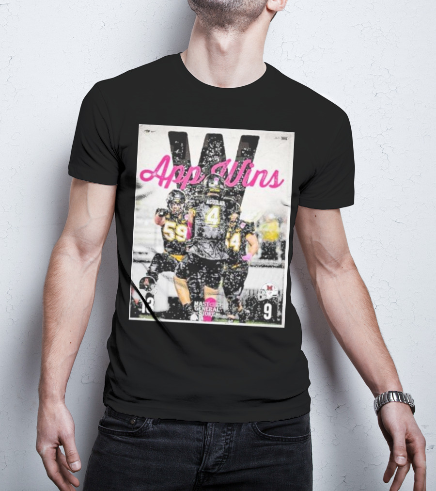 Appalachian State Mountaineers Football App Wins 13 9 Victory Celebration Football Players In Action T-Shirt