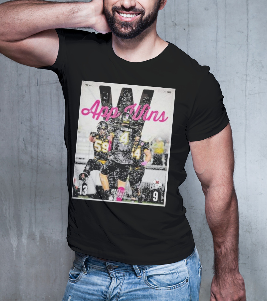 Appalachian State Mountaineers Football App Wins 13 9 Victory Celebration Football Players In Action T-Shirt