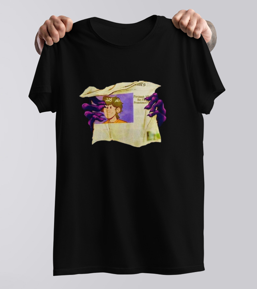 Graaavel’s Backstory Newspaper Cursed Hands Crowned Character T-Shirt