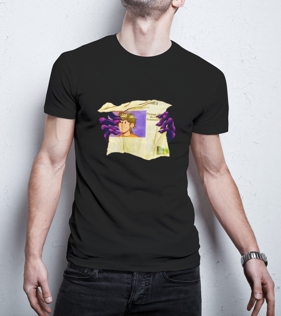 Graaavel’s Backstory Newspaper Cursed Hands Crowned Character T-Shirt