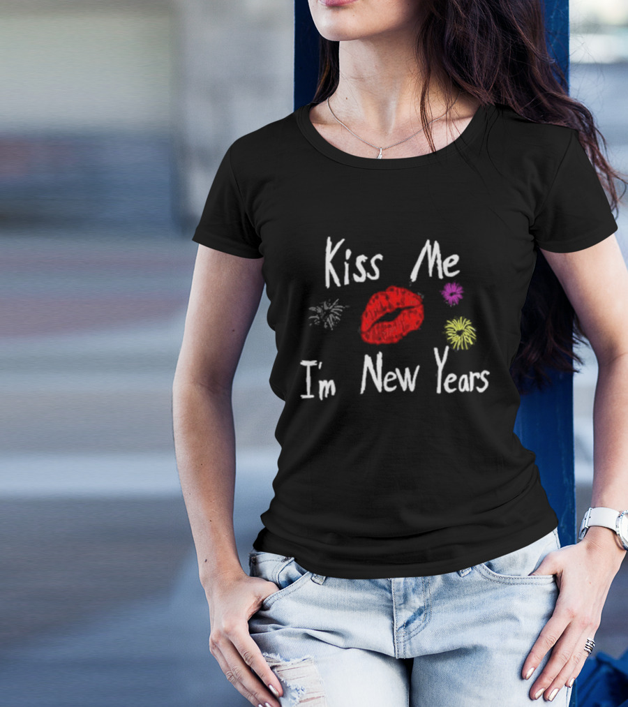 Kiss Me I'm New Years Fireworks And Red Lips T-Shirt