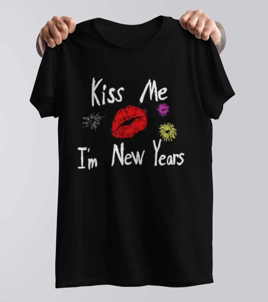 Kiss Me I'm New Years Fireworks And Red Lips T-Shirt