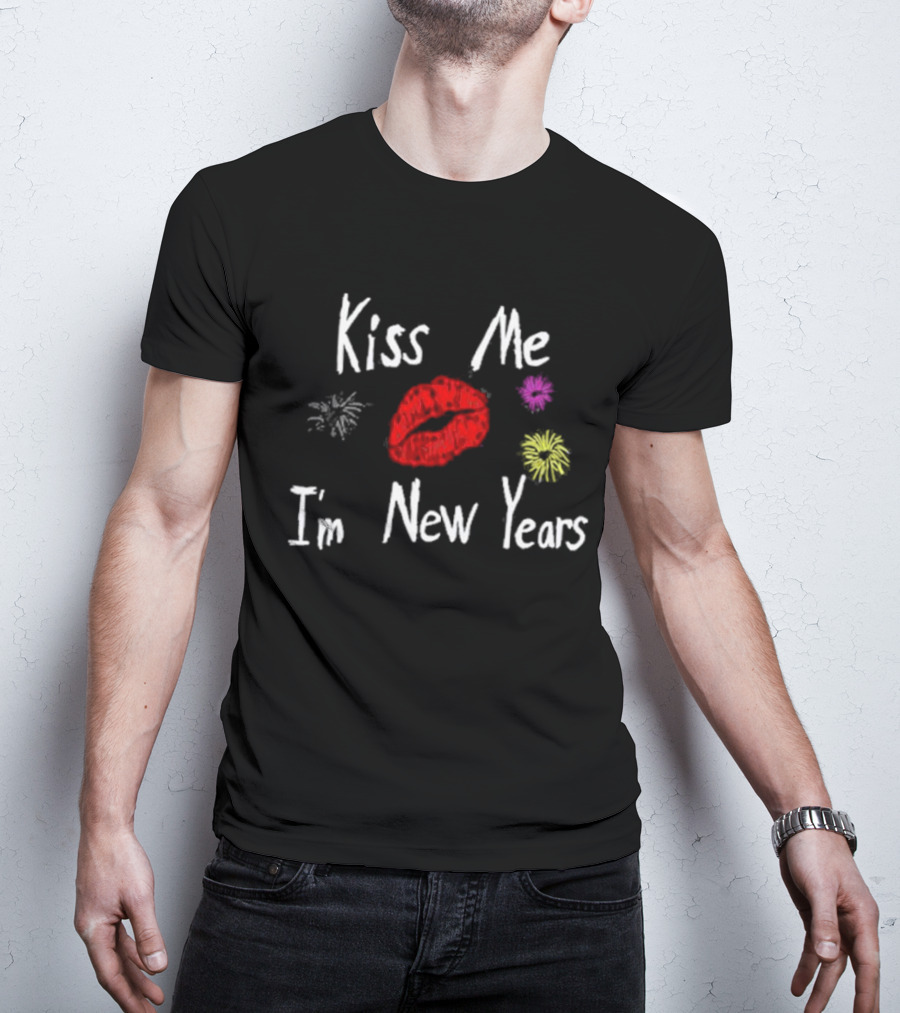 Kiss Me I'm New Years Fireworks And Red Lips T-Shirt
