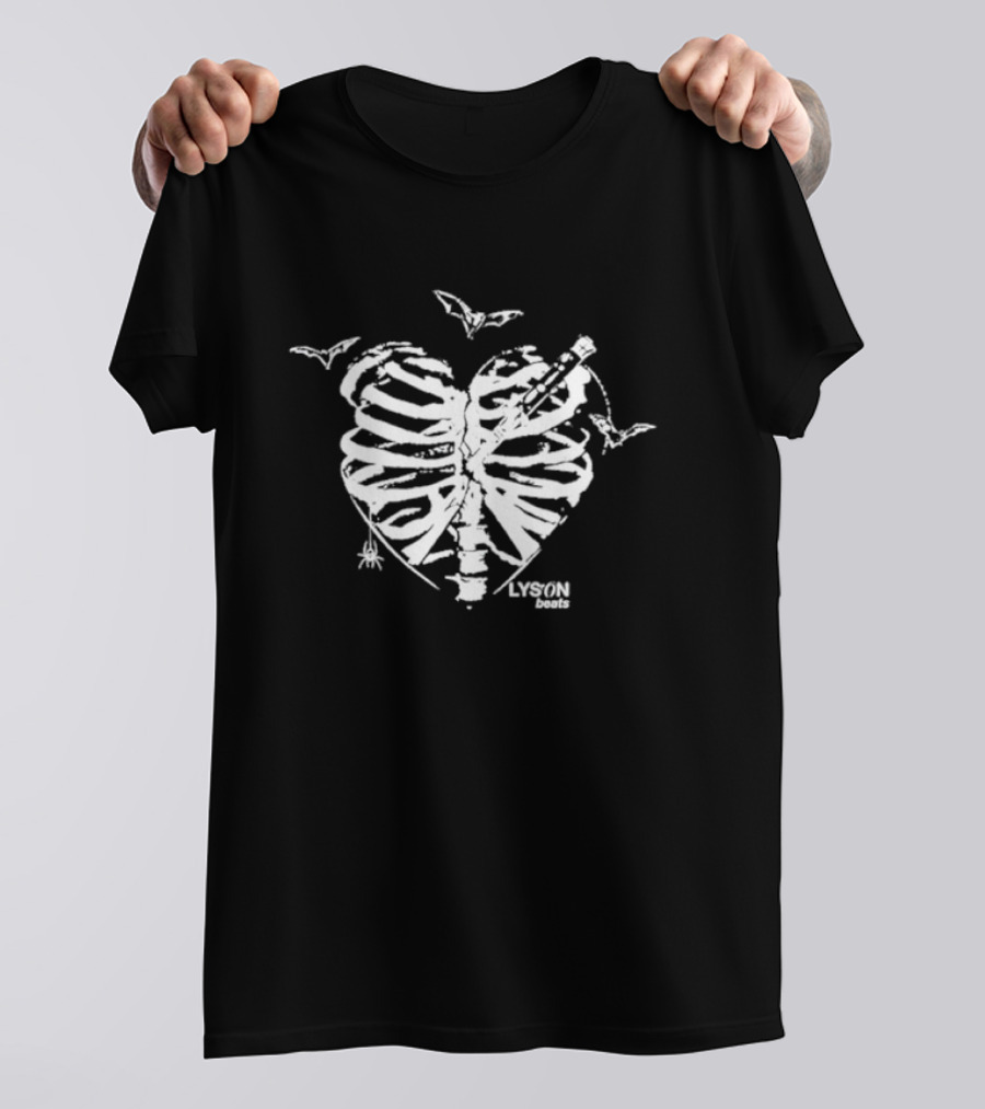 Lyson Beats Ribcage Heart With Bats And Spider T-Shirt