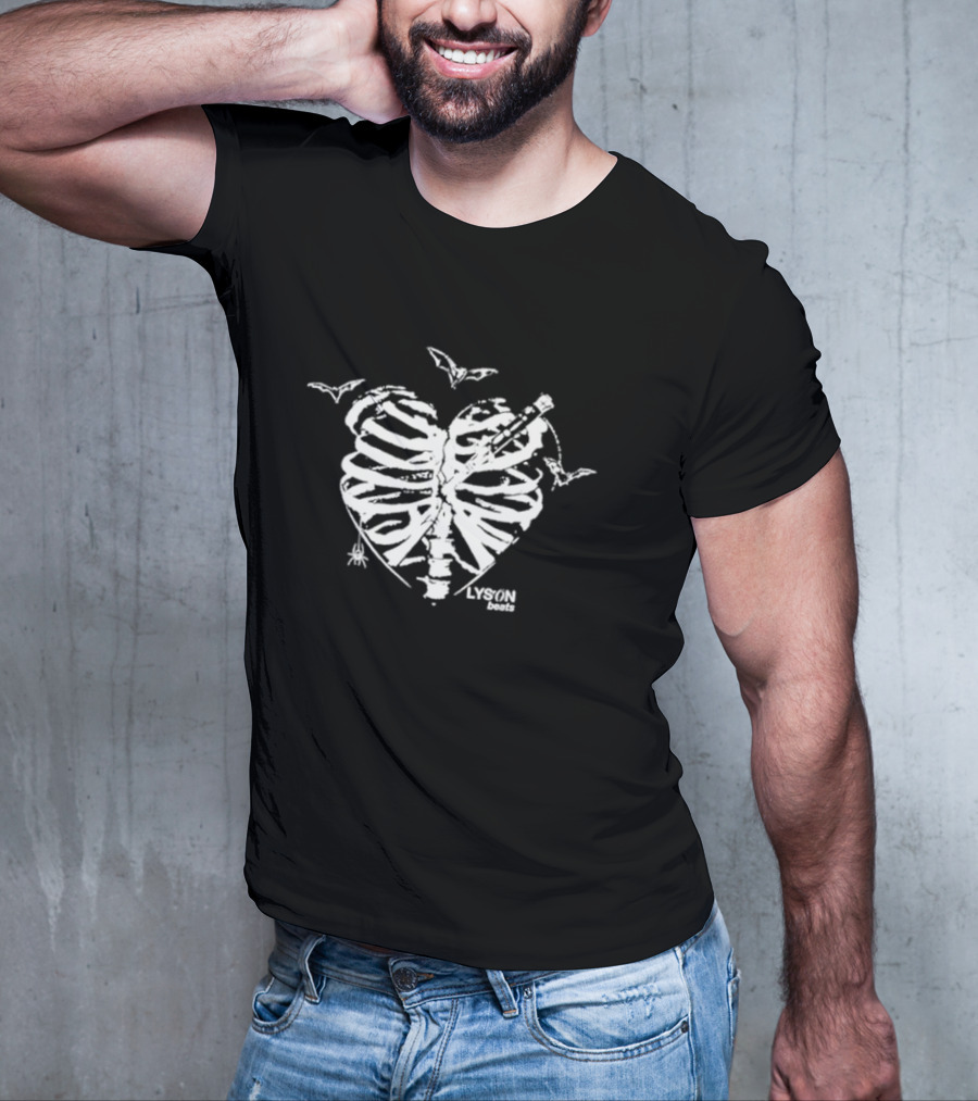 Lyson Beats Ribcage Heart With Bats And Spider T-Shirt