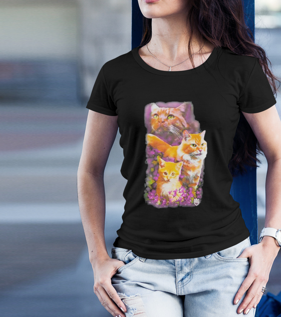 Opticgaming Scump Cat Trio Among Blossoms T-Shirt