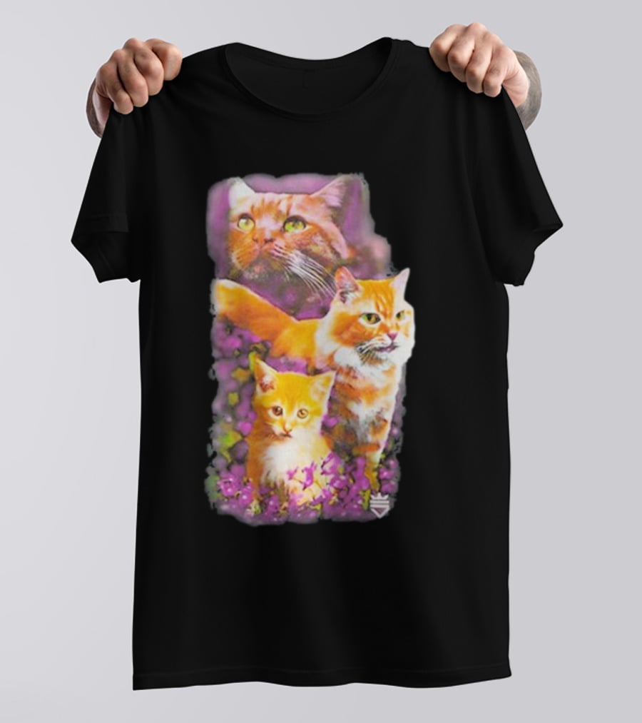 Opticgaming Scump Cat Trio Among Blossoms T-Shirt