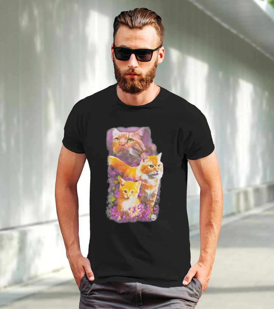 Opticgaming Scump Cat Trio Among Blossoms T-Shirt