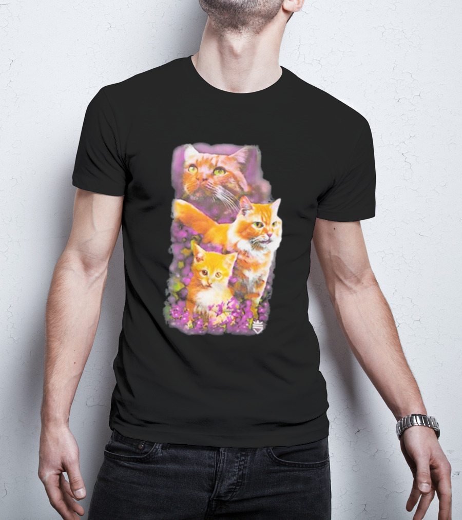 Opticgaming Scump Cat Trio Among Blossoms T-Shirt