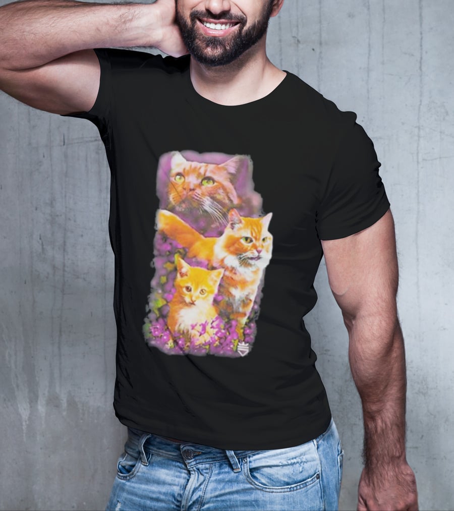 Opticgaming Scump Cat Trio Among Blossoms T-Shirt