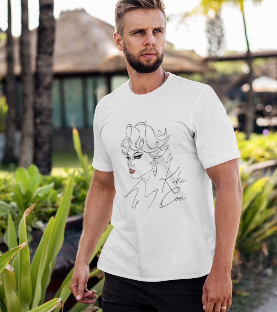 Kiki Coe Leif Sezaki Line Art Portrait With Red Lips T-Shirt