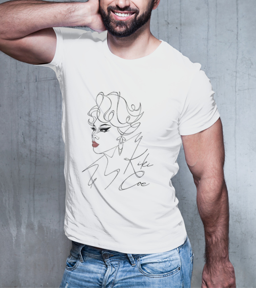 Kiki Coe Leif Sezaki Line Art Portrait With Red Lips T-Shirt