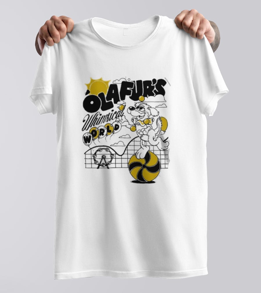 OLAFUR'S Whimsical World Amusement Adventure Design With Iconic Puppy And Ferris Wheel T-Shirt