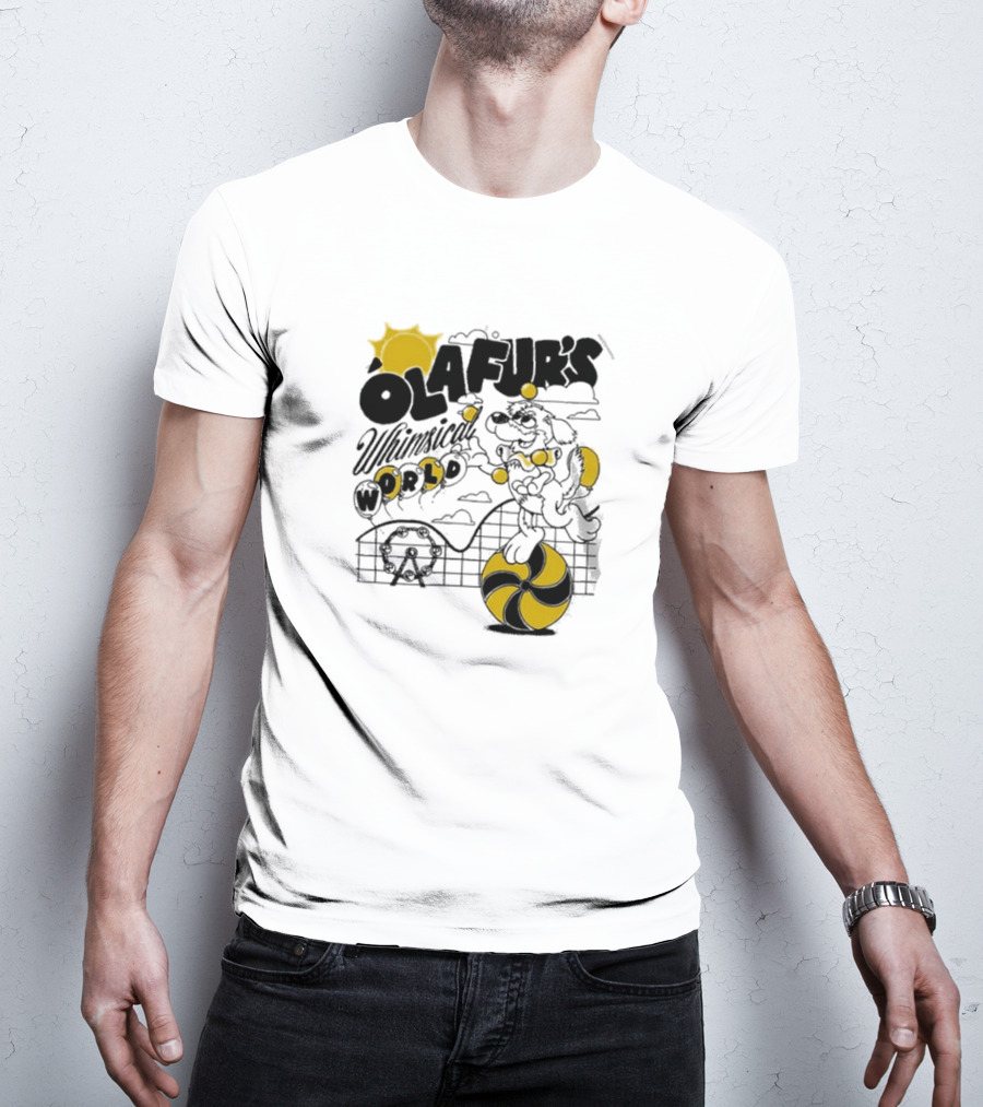 OLAFUR'S Whimsical World Amusement Adventure Design With Iconic Puppy And Ferris Wheel T-Shirt