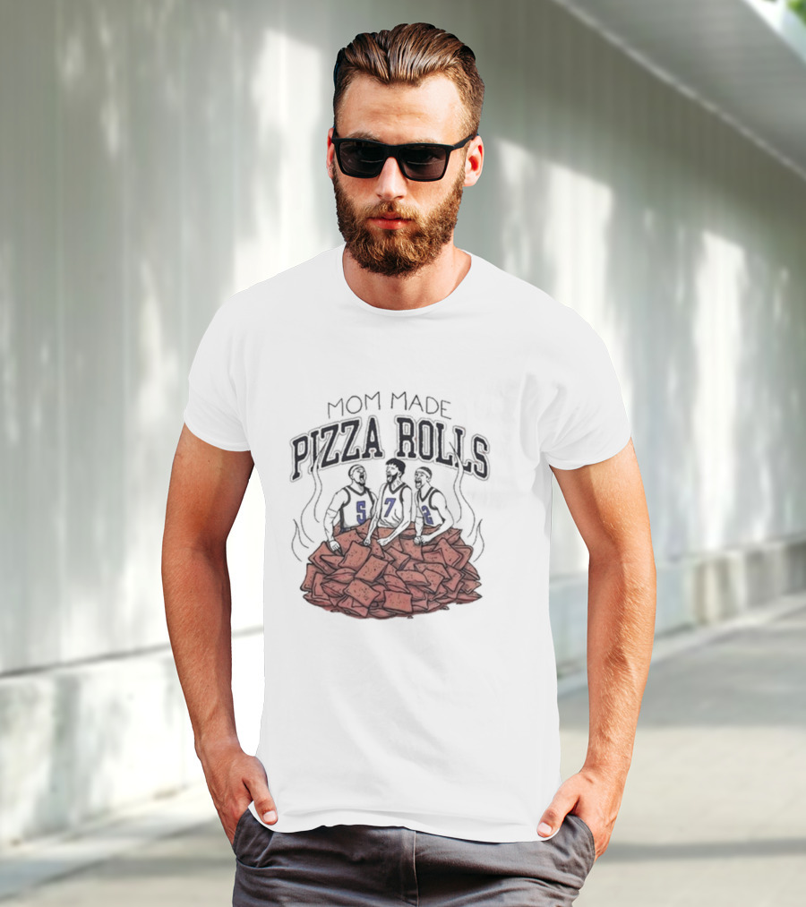 Mom Made Pizza Rolls Basketball Trio On Pizza Pile T-Shirt