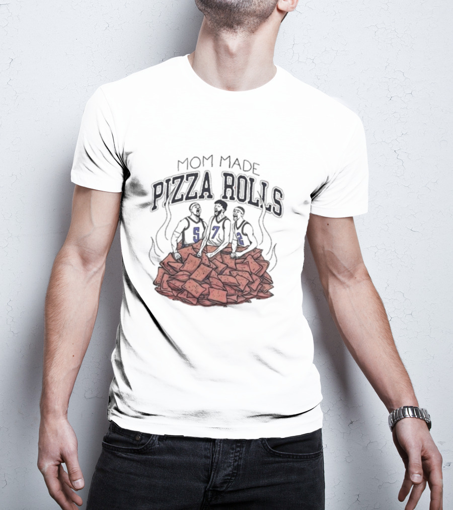 Mom Made Pizza Rolls Basketball Trio On Pizza Pile T-Shirt