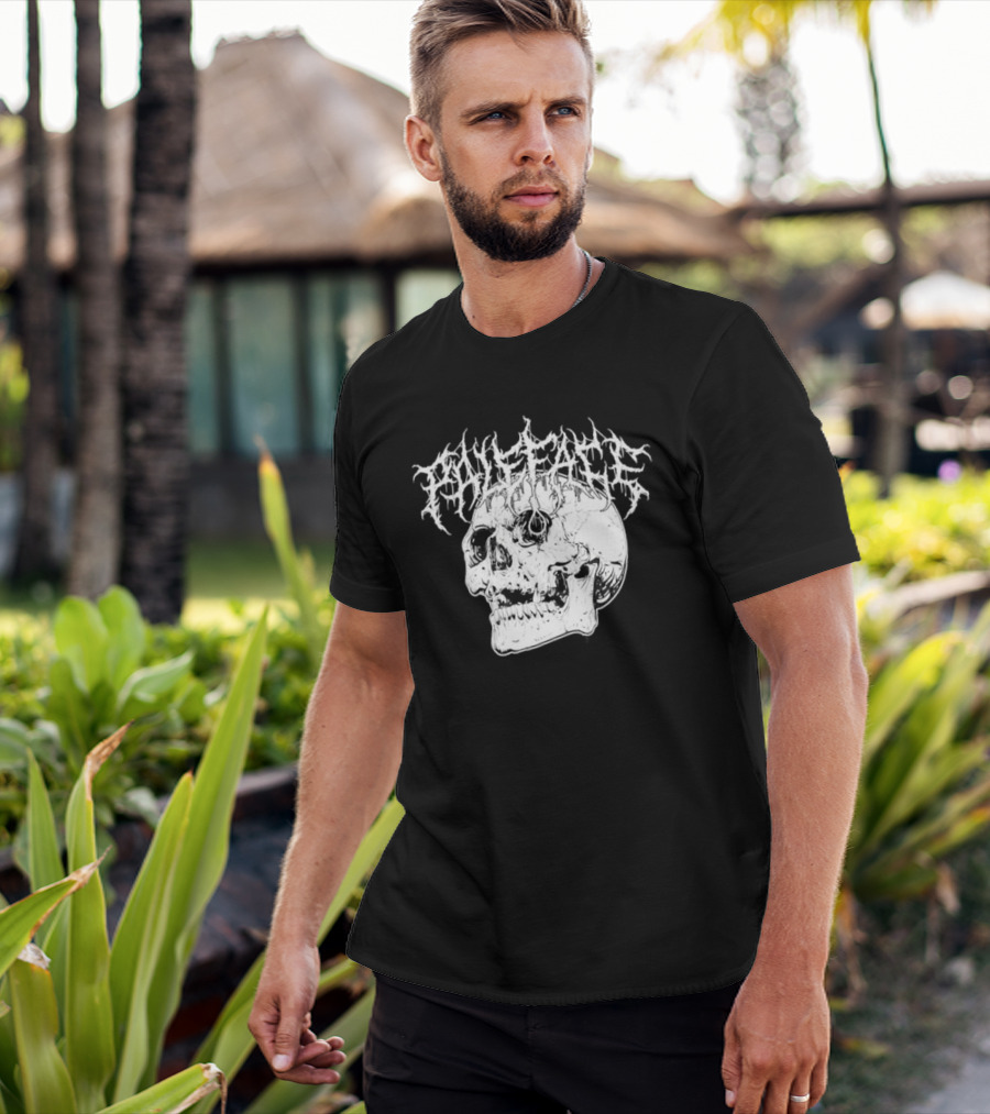 Paleface Skull Art With Gothic Script T-Shirt