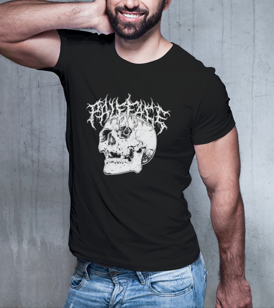 Paleface Skull Art With Gothic Script T-Shirt