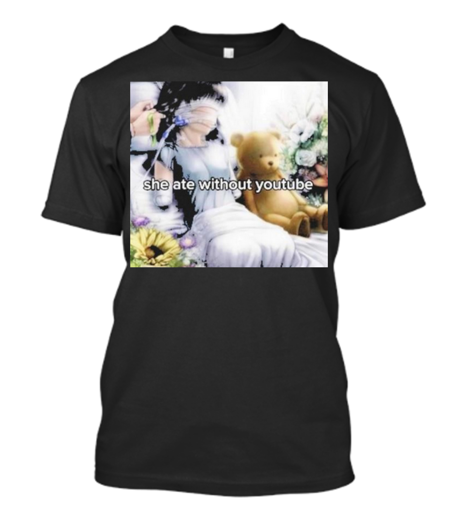 She Ate Without YouTube Floral Teddy Bear Aesthetic T-Shirt