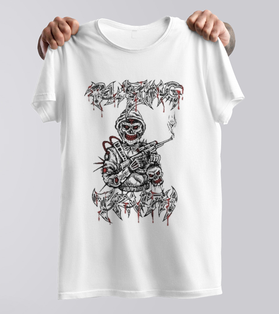 Blazing Truth Horror Skull Soldier With Rifle And Dripping Red Accents T-Shirt