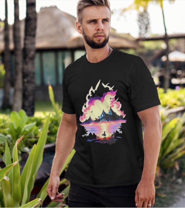 Fairy Tale Sight Comics Artwork Enchanted Landscape With Mountains And Reflection T-Shirt