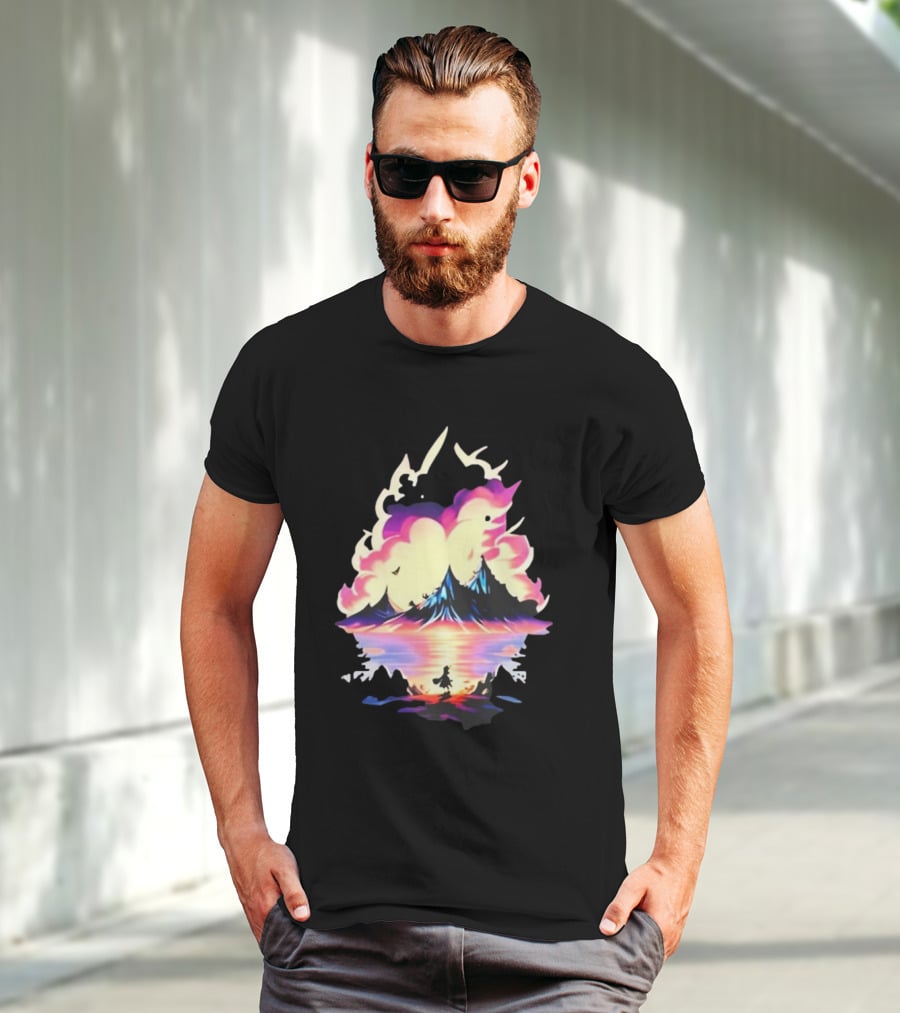 Fairy Tale Sight Comics Artwork Enchanted Landscape With Mountains And Reflection T-Shirt