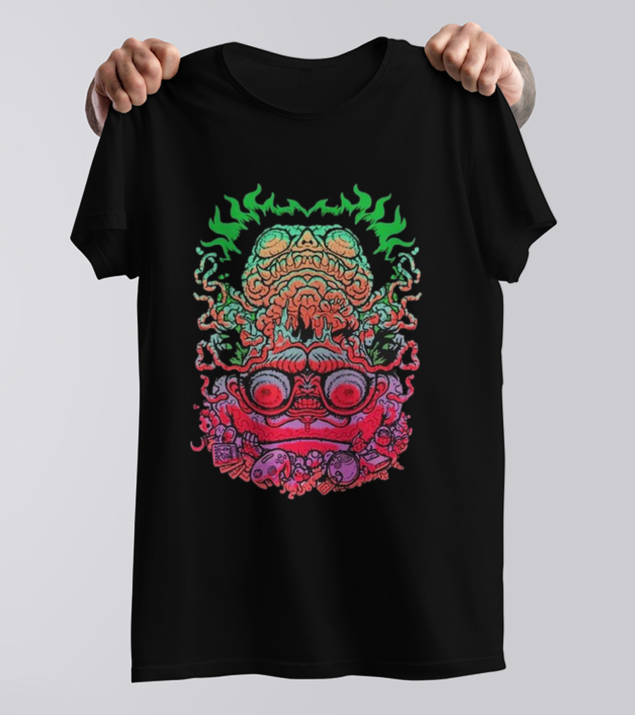 Papa Meat Psychedelic Skull Monster Stack T-Shirt